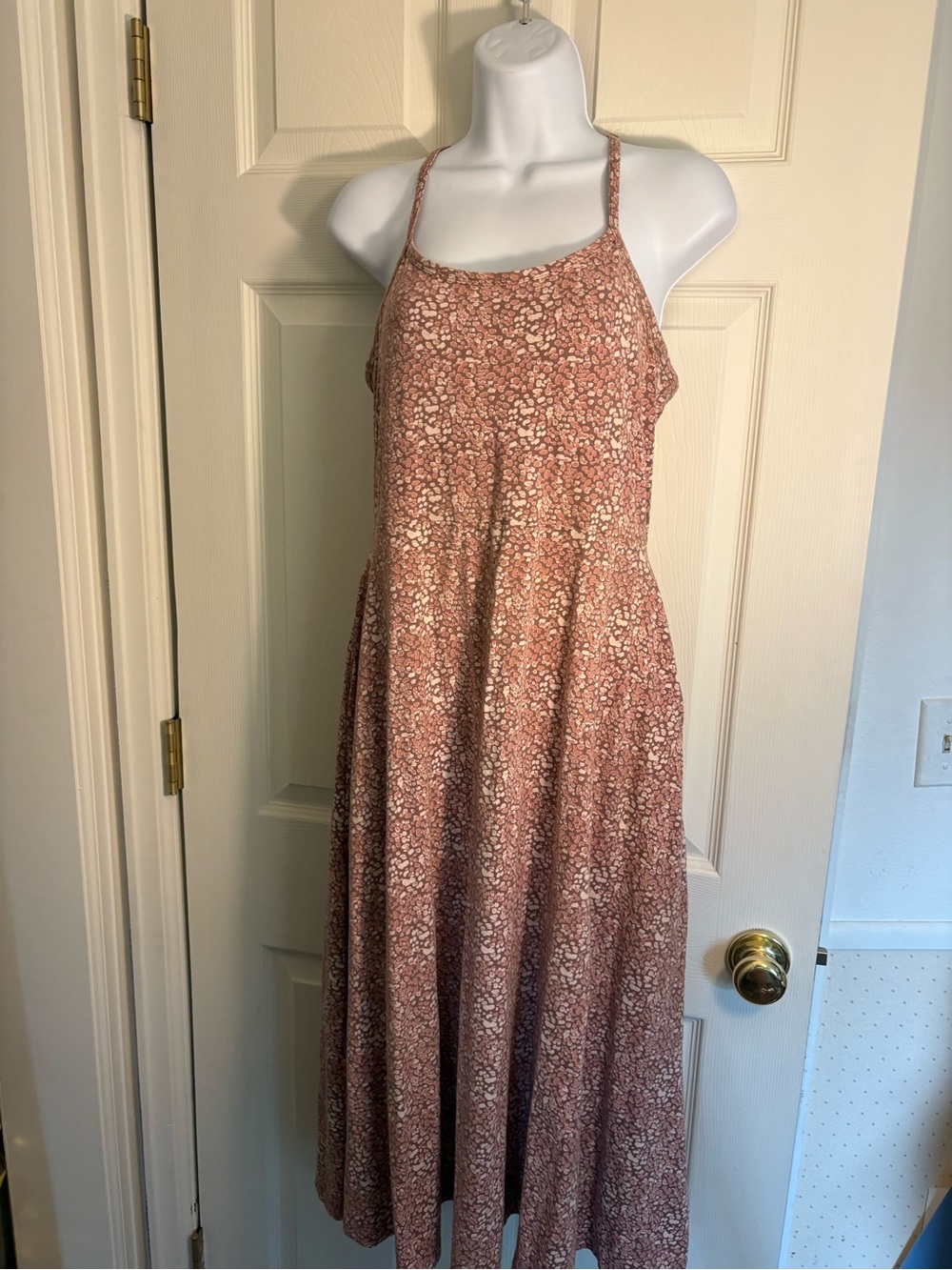 Pact Dusty Rose Floral Spaghetti-Strap Dress